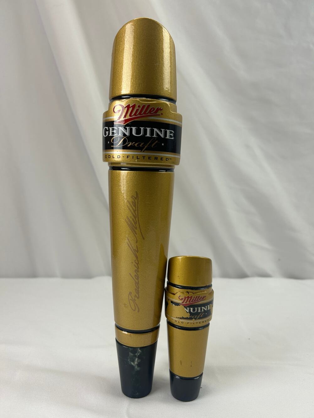 Miller Genuine Draft MGD Gold Black Beer Tap Handle Lot Large 12 Inch & Mini